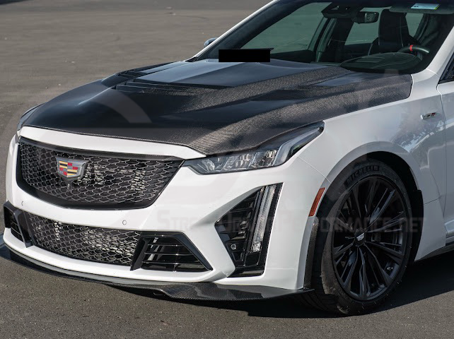 2022-UP CADILLAC CT5-V BLACKWING SEDAN | CARBON FIBER FACTORY EXTENDED STYLE FRONT LIP SPLITTER GROUND EFFECTS